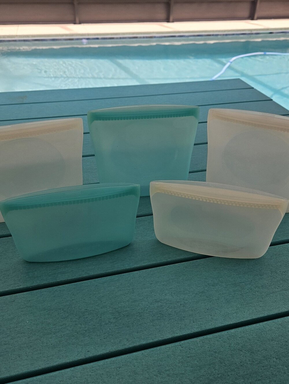 Prokeepr Reusable Silicone Food Storage Pouches - Aqua & Frosted (Set of 5)